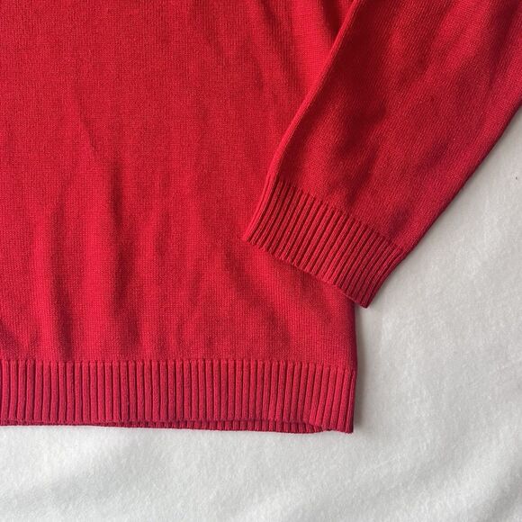 Berek Christmas Mrs. Claus Sweater Fur Cowl Neck Red Ivory Pullover Sequin XL - Picture 9 of 15